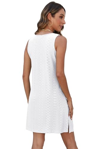 Image of BKRIVE Coverup Summer Dresses for Women 2026 Eyelet Casual Loose Sleeveless Sundresses Tank Dresses with Pockets