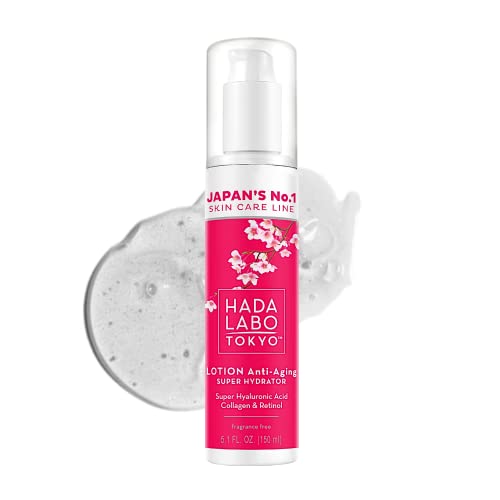 Hada Labo Tokyo Loción facial para mujer con colágeno y ácido hialurónico, 150 ml, loción facial para mujer con retinol, loción facial eficaz para mujeres para pieles maduras 40+ – sérum facial