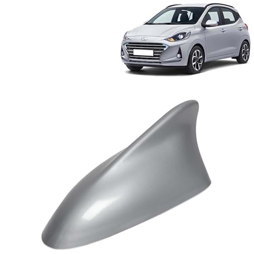 KINGSWAY Accessories Shark Fin Car Antenna Universal Size and Compatible with Hyundai Grand I10 Nios Year 2019 to 2022, Car Radio FM AM, DIY Easy Replacement Original Car Antenna, Silver Color