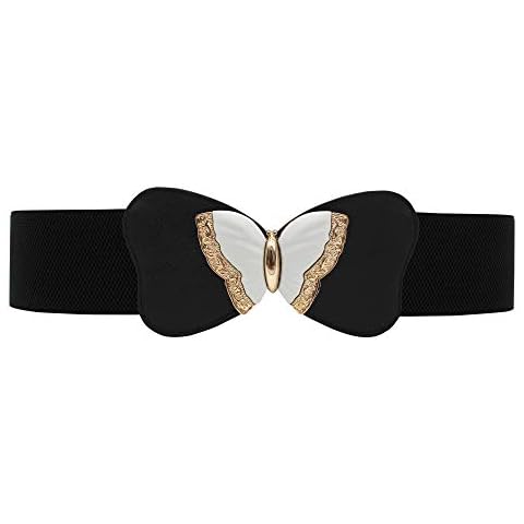 Cinturón Elástico Mariposa BlackButterfly 7.5 CM Ancho (Negro, L) Cover