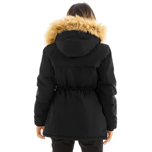 Garemcy Womens Winter Water Repellent Coat Thicken Puffer Jacket Warm Fleece Lined Parka With Fur Hood Coat2