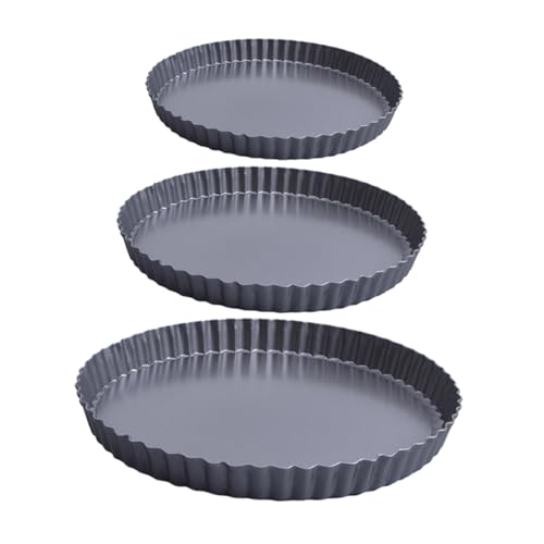 Cabilock 3pcs Nonstick Cake Pan Removable Bottom Bakeware for Tarts Quiches Pizzas High-temperature Baking