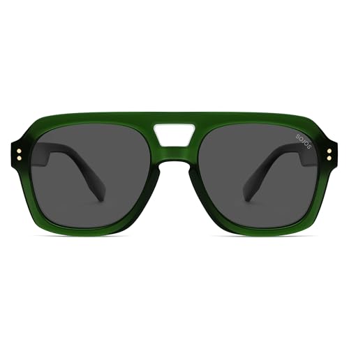 Image of SOJOS Retro Thick Polarized Aviator Sunglasses for Women Men, Large Trendy Bold Square Pilot Shades SJ2385