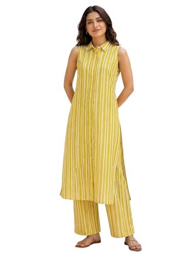 Image of Leriya Fashion Women's Summer Printed Kurta Pant Set | Sleeveless Lightweight Kurti with Palazzo Pants | Kurti Set for Woman | Casual, Office, Vacation & Everyday Outfit | Ethnic Kurta Sets for Woman