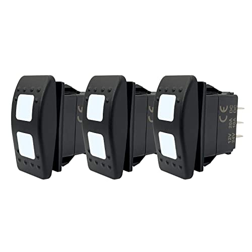 Image of Waterproof Marine Rocker Switch White Led Light 7 PIN ON-Off-ON DPDT Toggle Switch for Automotive Truck Trailer Tractor RV Jeep JK Dash 12V /20A 24V /10A