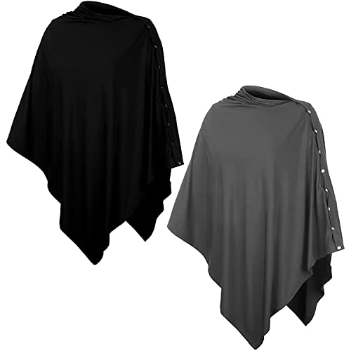2 Pièces Couvertures d'Allaitement pour Allaitement Couverture d'Allaitement Confidentialité Châle d'Allaitement Poncho d'Allaitement Écharpe avec Bouton pour Garçons et Filles Siège (Black, Gray) Cover