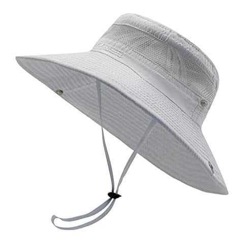 SEYUFN Damen Sonnenhut Outdoor Sommer Wanderhut Damen UV-Schutz Bucket Cap Faltbar Mesh Pferdeschwanz Breite Krempe Zum Safari Angeln Cover