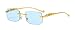 FLAWLESS EYEWEAR Rimless Oversized Sunglasses for Women Men Rectangular Frameless Fashion Shades (Blue)