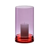 Maße: Ø 15 cm, H: 28 cm Remember Windlicht groß \'Lucius\' Borosilikatglas Blockkerzen, Farbe:Violet