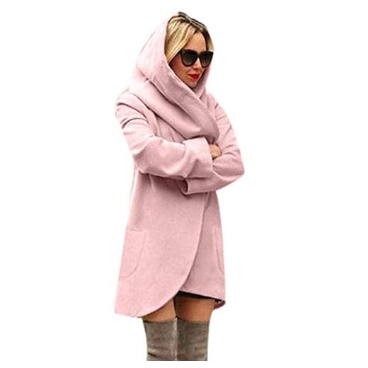 Dam ullkappa med huva casual damer huvtröjor lös modern ledig jacka kappa topp töjbar långärmad hoodie remskiva skjorta mode skjortor fickor smal klänning casual huvtröja