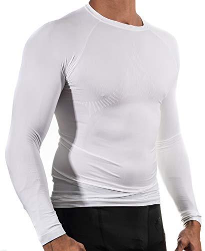 13MW Maglia termica professionale | Uomo | Tessuto rinforzato | Traspirante, bianco, X-Small-Small