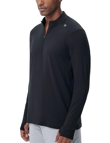 THE GYM PEOPLE Men's Half-Zip Long Sleeve Golf Shirts Soft Lightweight Warm Workout Pullover Sweatshirts with Thumb Hole - Main Image