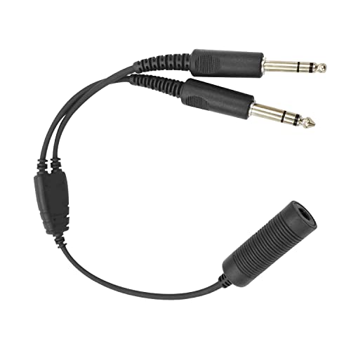 WODASEN U174/U Plug Helicopter Headset to General Aviation GA Dual Plugs Headphones (3/16' Mic Plug,1/4' Speaker Plug) Fits for Low Impedance Civilian Headsets Nexus TP-120 Jack Pilot Headphone