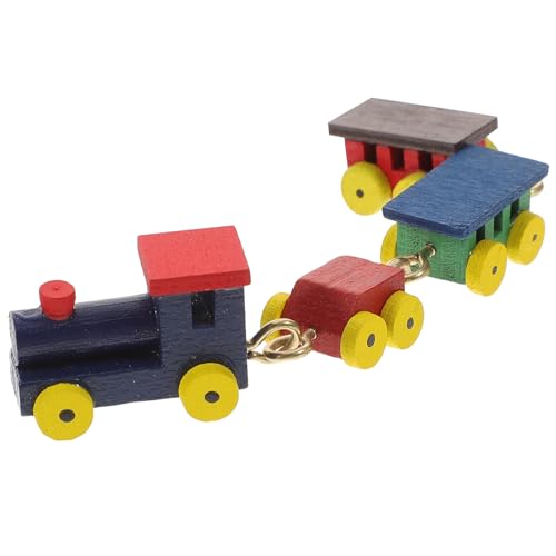 ifundom Mini Treno in Legno, Decorazione Compatta e Resistente per Casa delle Bambole, Accessorio Creativo Artigianale per Giochi in Legno