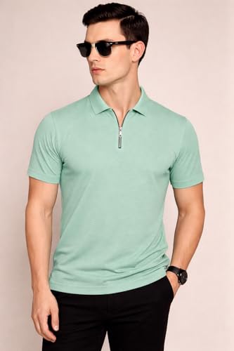 Image of Preneum Men's Polo T‑Shirt | Comfortable Rich Polycotton, Band Collar, Regular Fit | Stylish & Premium All Day Wear (Available in Plus Sizes)