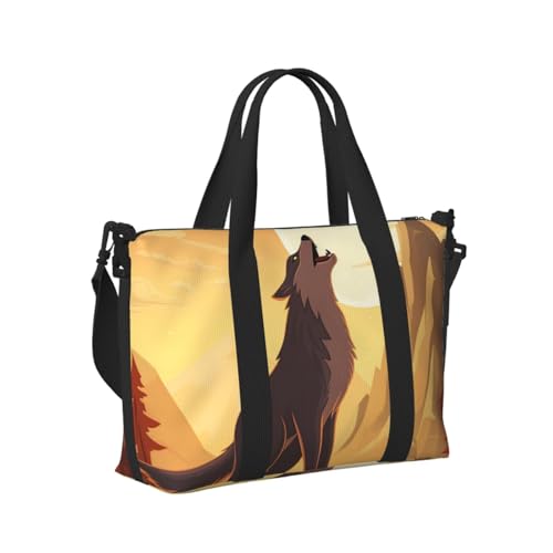 Travel Duffel Bag for Women, Large Shoulder Weekender Overnight Bag, Sport Gym Bag for Men, Carry On Tote Bags, Wolf Luggage Bag for Travel Essentials2