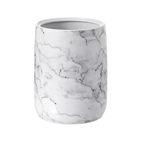 Motifeur Bathroom Wastebasket - Ceramic Decorative Trash Can (Marble Look)… Cover