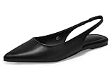 Coutgo Womens Slingback Flats Pointed Closed Toe Ballet Flats Comfortable Slip On Work Dress Shoes, Black, Size 8.5
