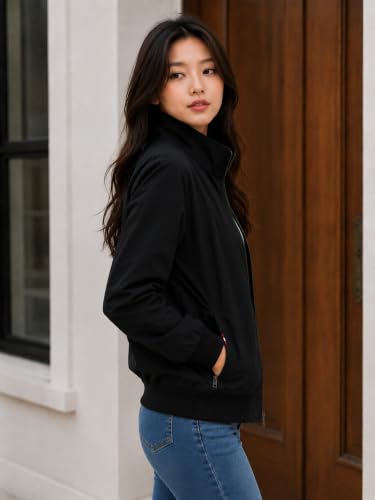 Image of Women's Regular Fit Jacket For Casual Wear || Full Zip Mock Neck Casual Jacket | Full Sleeve Oversized Stylish Jacket For Women ||Regular Fit Zip-Up Casual jacket | bomber jacket for women