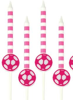 A1BakerySupplies - Decoración para tartas de fútbol (velas de balón de fútbol rosa)