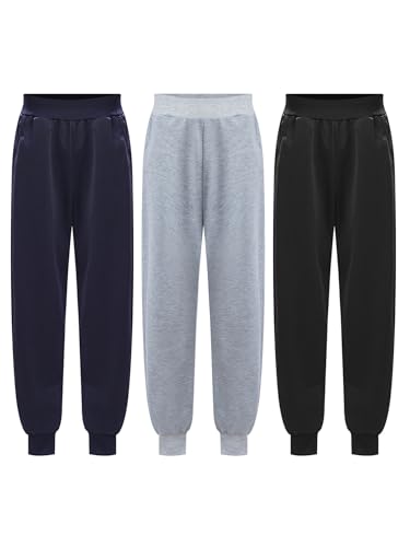 3Pcs Kids Boys Jogger Pants Lightweight Quick Dry Sweatpants Elastic Waist Running Pants with Pockets