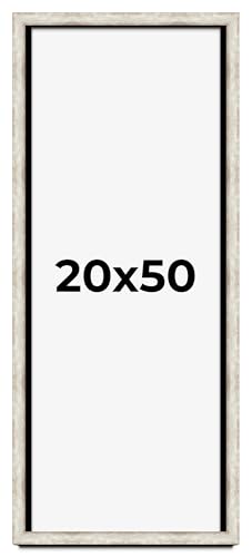 20x50 Shadow Box Frame Silver | 1.625 Inches Deep Real Wood Contemporary Shadowbox Display Frame | UV Resistant Acrylic Front, Acid Free Backing, and Hanging Hardware | Kellan Picture Frame Style