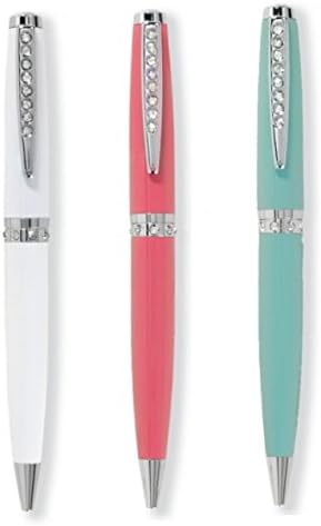 Lady Jayne Set of 3 Bling Clip Pen- White, Pink, Blue