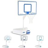 Dunn-Rite Splash & Shoot Pool Basketball Hoop, Adjustable Height Clear Backboard – 200lbs Water-Filled Base, Stainless Steel Rim & Waterproof Basketball, Made in USA, Blue Aqua