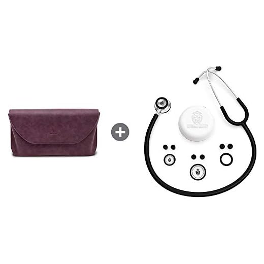 BJÖRN HALL Scandinavian Classic Stainless Steel Black Stethoscope & Violet Carrying Case | Both are Lightweight & Stylish | Perfect Gift for Any Nurse