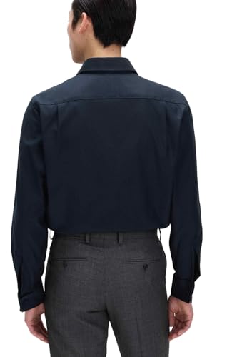 Marks & Spencer Chemise Coupe Standard en Coton sergé de qualité supérieure à Poignets Mousquetaires Bleu Marine 39/40 cm (UK 15½in)