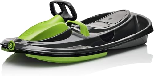 Gizmo Riders Stratos - 1-Person Racing Style Bobsled with Steering Wheel, Corrosion Free Plastic with Snap Together Assembly, Holds 250lbs, Ages 3 and Up (Mystic Green)