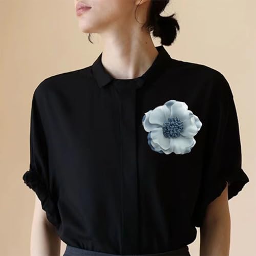 Image of Large Red Rose Flower Brooches Pins for Women Dainty Satin Fabric Brooches Big Camellia Flower Brooch Wedding Party Clothing Pin Accessory Jewelry
