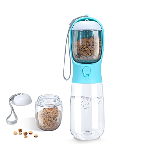 Trinkflasche Hund, SansRealm 550 ml Hundetrinkflasche für Unterwegs große kleine Hunde Trinkflasche mit 100 ml Hundefutter Becher Tragbare Wasserflasche Hund,Tragbare Haustier Wasserflasche Cover