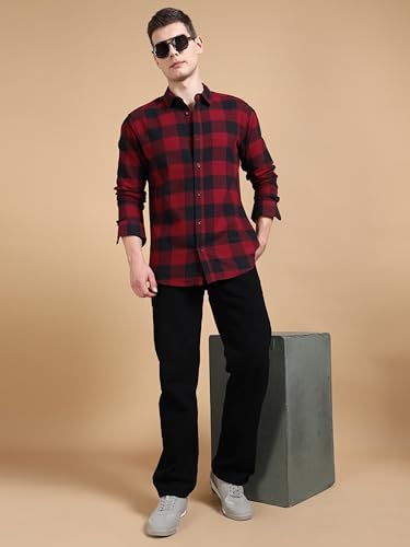Image of StitchX Men's Slim Fit Brushed Cotton Buffalo Checkered Shirt