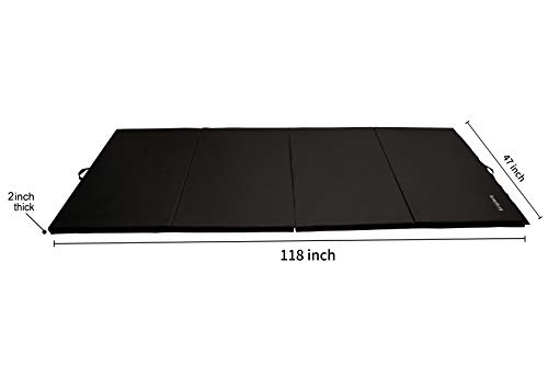 HemingWeigh 4 Fold Gymnastics Mat for Home and Gym, All-Purpose, Anti-Tear, High Density Exercise Mat for Aerobics, Yoga, and Workout 118 inches x 47 inches x 1.9 inches