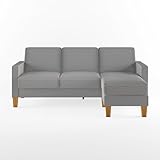 Novogratz Bowen Sectional Sofa with Contrast Welting, Gray