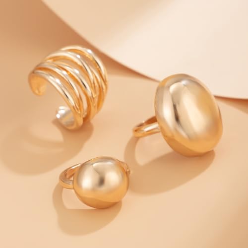 Image of Shining Diva Fashion Stylish Trendy Finger Rings Set for Women & Girls | Chunky Minimal Statement Ring Combos Modern Elegant Jewellery Collection