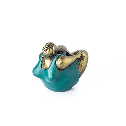 Estatua Decorativa Mujer Yoga Pose Resin Verde Dorado 4"