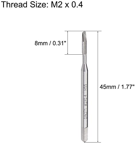 XYWHPGV M2 x 0.4 Spiral Point Tap, Ground Thread H2, High Speed Steel 6542 Uncoated (Glossy) Round Shank Square Shank DIN371/376 (2 Pieces) (6b7ec 0786f a984e 600df 3be4