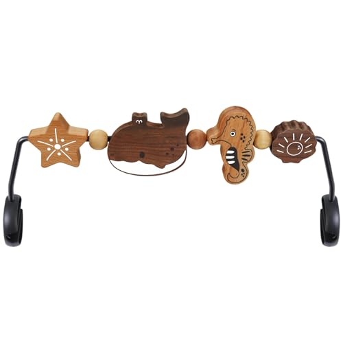 Image of iGRATENS Baby Bjorn Bouncer Toy Bar - Toy Bar for Baby Bouncer Soft & Bliss, Easy to Attach and Remove, 360°Rotating Natural Wooden Toys, Exciting Design for Curious Babies, Sea Animals