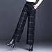 Wool Thicken Plaid Women Wide Leg Pants High Waist All-Match Loose Office Lady Straight Trousers Black