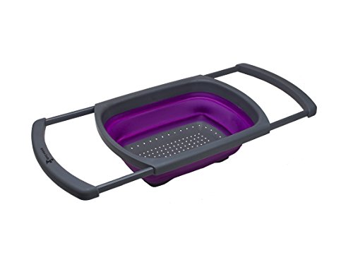 Kitchen Candy Collapsible Over the Sink Colander/Strainer, Purple