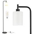 Ziisee Floor Lamps for Living Room - Standing Lamp with Frosted White Glass Shade, Modern Industrial Floor Lamp with LED Bulbs, Black Tall Lamp for Bedroom Office(Light Bulb Included)