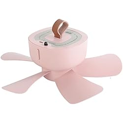 Ventilador de Techo para Tienda de Campaña, 10000Mah, 4 Velocidades, Ventilador USB para Tienda de Campaña para Exteriores con Temporizador, Control Remoto, Ventilador Portátil para Acampar(Rosa)