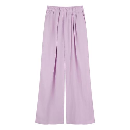 Kids Girls Loose Wide Leg Pants Baggy Elastic Waist Solid Color Pleated Casual Pants Lightweight Comfy Trousers Pockets