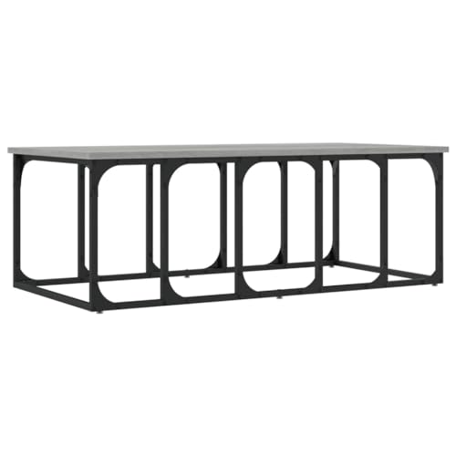 Table basse en bois gris Sonoma de qualité supérieure avec piétement robuste en métal - 7