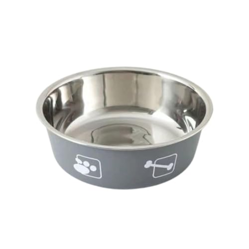 Sdvieuk ペットトレー ステンレスフードボウル 滑り止め フードコンテナ シリコン付き犬猫用大容量 (M,グレー)