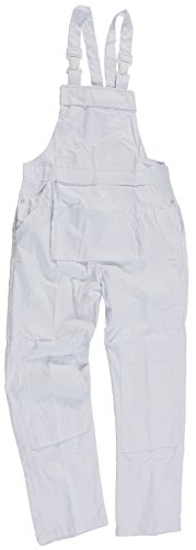 Men's Work Wear Safety Work Poly/Cotton Bib 'n' Brace Painters Decorators Engineers Coveralls Overalls Dungarees (Waist To Fit 46, White)