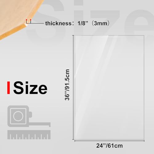 Image of KINLINK 18x24 Plexiglass Sheets 1 /8 inch Thick, 3mm Clear Cast Acrylic Sheet, Plastic Board for DIY Project, Craft, Window Glass, Table Top, Picture Frame, Acrylic Sign and Wedding Invitation 2 Pack