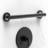 AmeriLuck 16 inches Stainless Steel Designer Grab Bar for Bath Safety, Collection Glacier, ADA Compliant 500lbs Loading Capacity, Dual Tone (Matte Black | Chrome)
